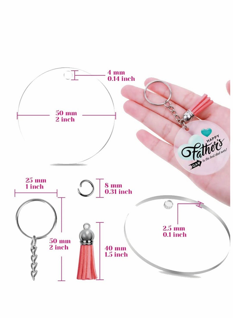 120Pcs Key Ring Acrylic Blanks Keychain Tassels Set - Image 4